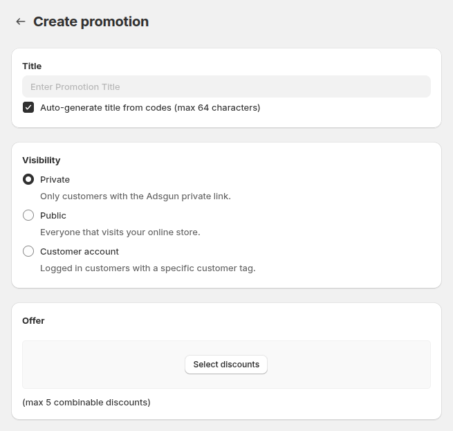 adsgun activate promotion