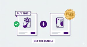 shopify buy one get one bogo offer illustration showing buy this get one free bundle