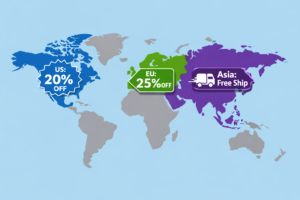Multi-market regional promotions on world map