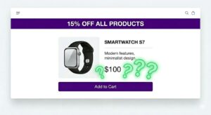 Percentage discount banner with full product price
