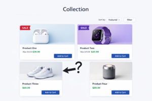 Collection page showing inconsistent sale badge display